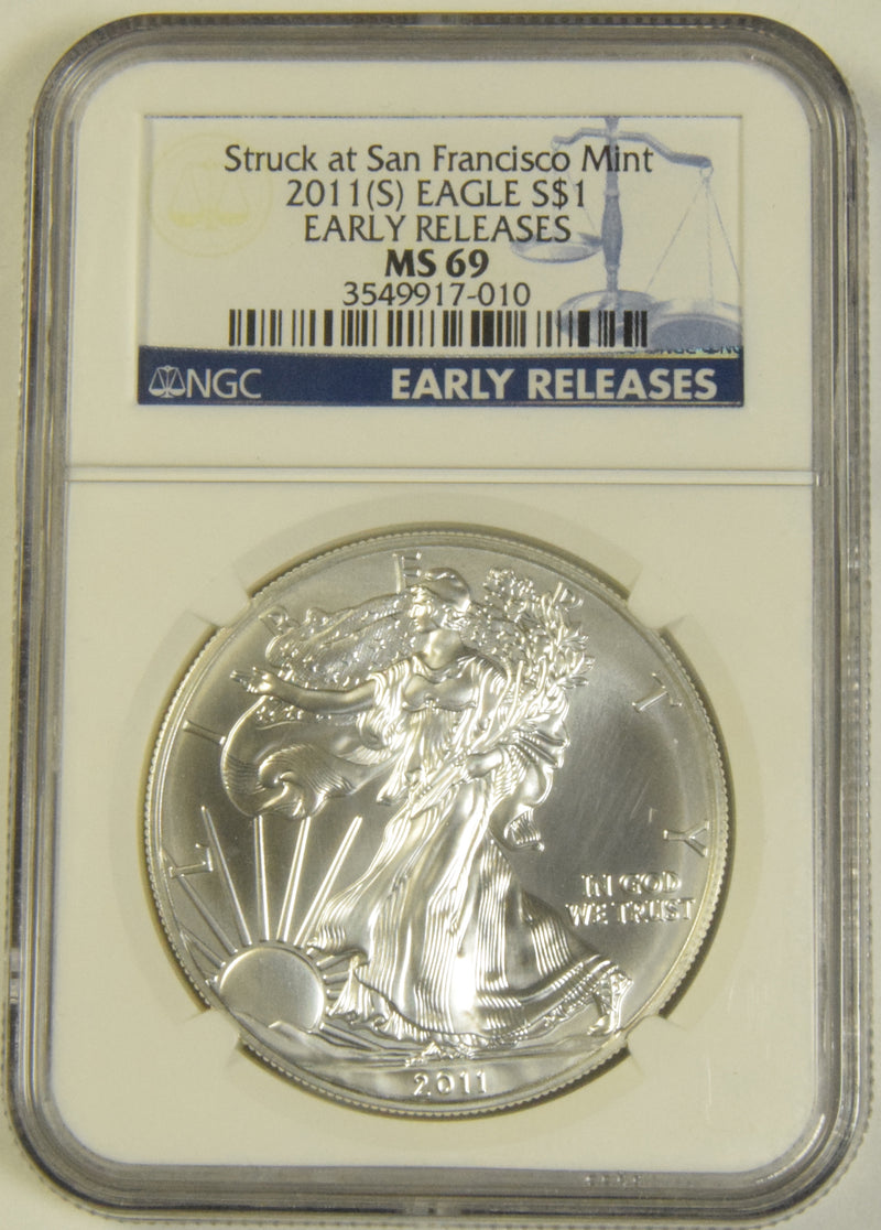 2011(S) Silver Eagle NGC MS-69 Early Releases Struck at San Francisco Mint