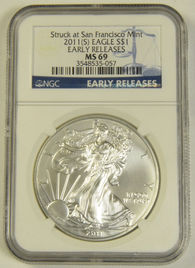 2011(S) Silver Eagle . . . . NGC MS-69 Early Releases Struck at San Francisco Mint