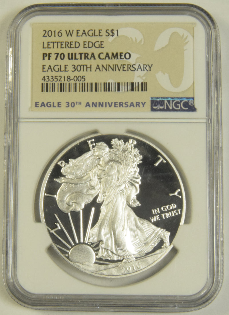 2016-W Silver Eagle . . . . NGC PF-70 Ultra Cameo Lettered Edge 30th Anniversary