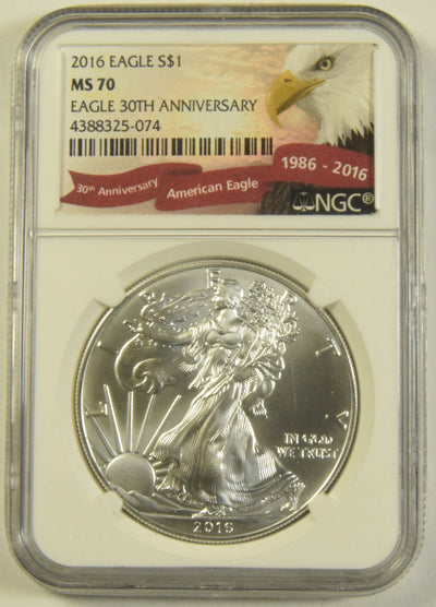 2016 Silver Eagle . . . . NGC MS-70 Eagle 30th Anniversary