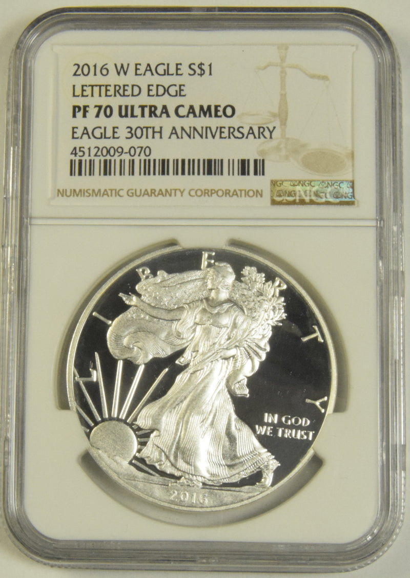 2016-W Silver Eagle . . . . NGC PF-70 Ultra Cameo Lettered Edge 30th Anniversary