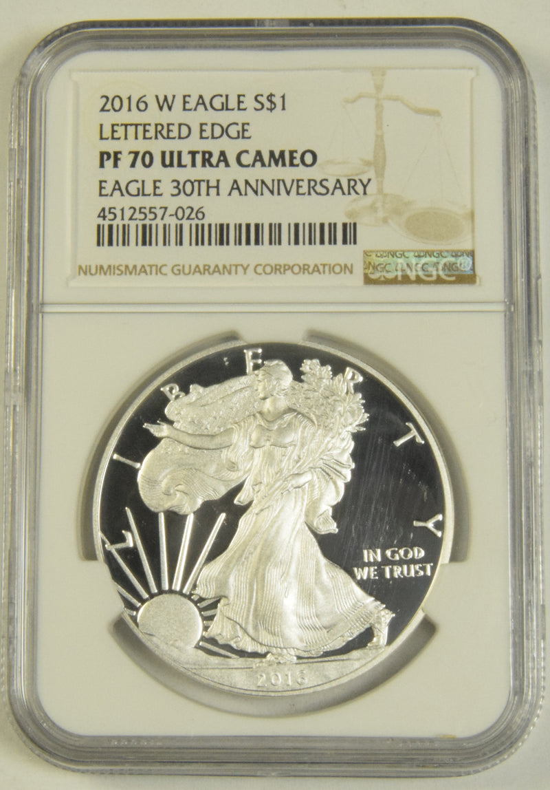 2016-W Silver Eagle . . . . NGC PF-70 Ultra Cameo Lettered Edge 30th Anniversary