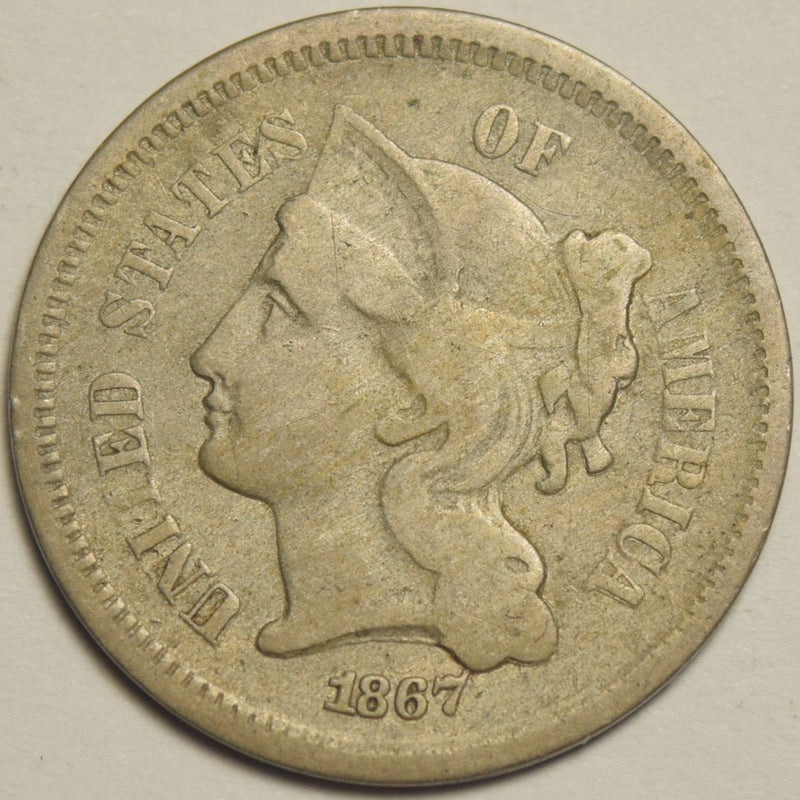 1867 Nickel Three Cent Piece . . . . Very Good