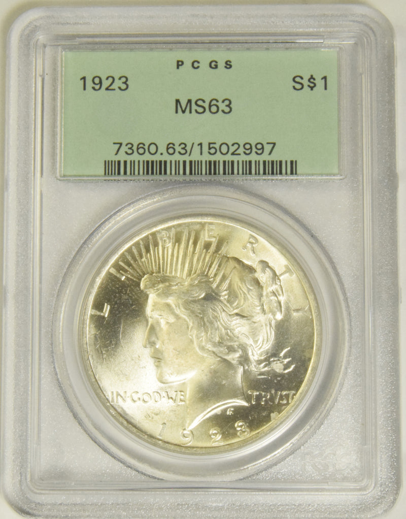 1923 Peace Dollar PCGS MS-63