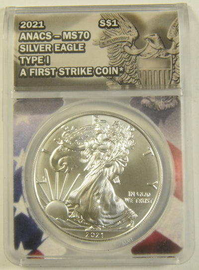 2021 Type 1 Silver Eagle ANACS MS-70 First Strike