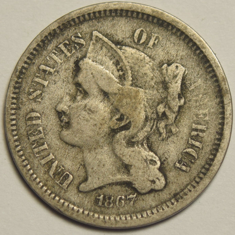 1867 Nickel Three Cent Piece . . . . Fine