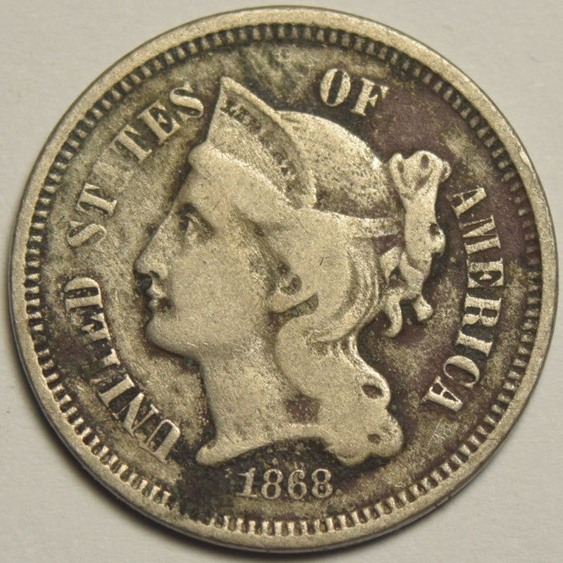 1868 Nickel Three Cent Piece . . . . VG/Fine corrosion