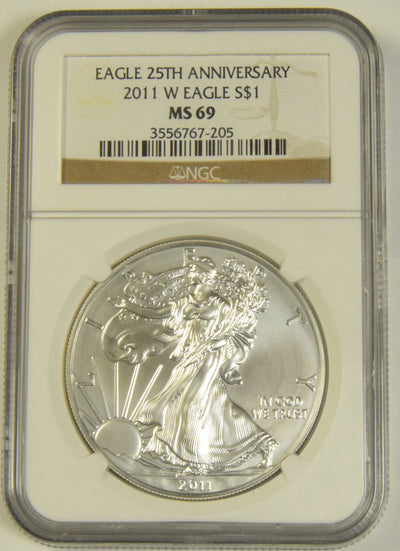 2011-W Burnished Silver Eagle . . . . NGC MS-70 Eagle 25th Anniversary