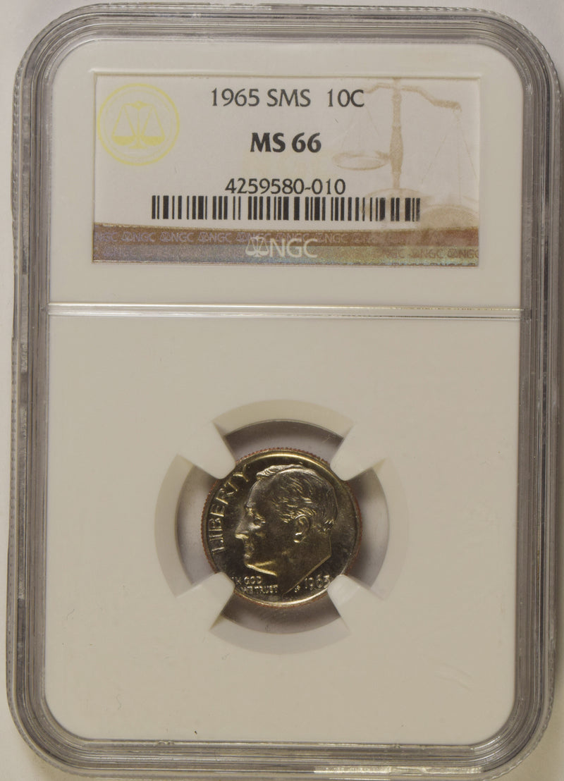 1965 SMS Roosevelt Dime NGC MS-66