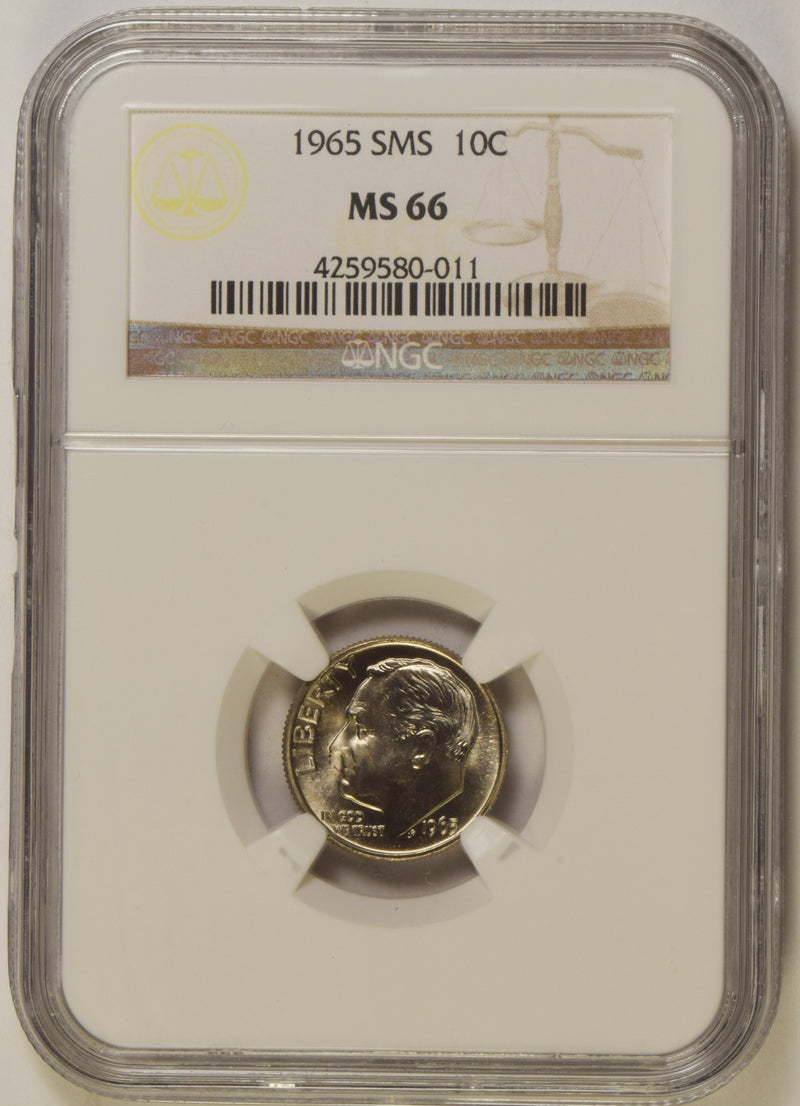 1965 SMS Roosevelt Dime . . . . NGC MS-66