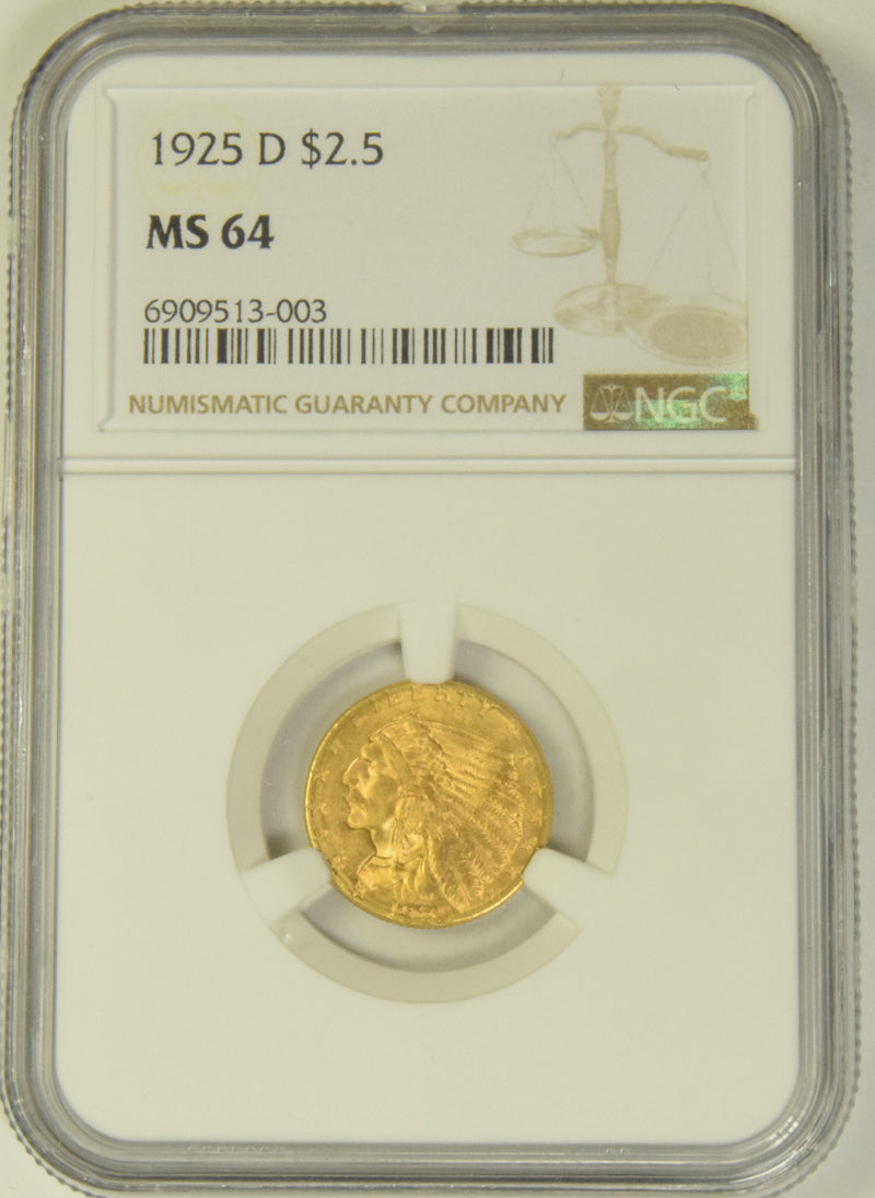 1925-D $2.50 Indian Gold . . . . NGC MS-64