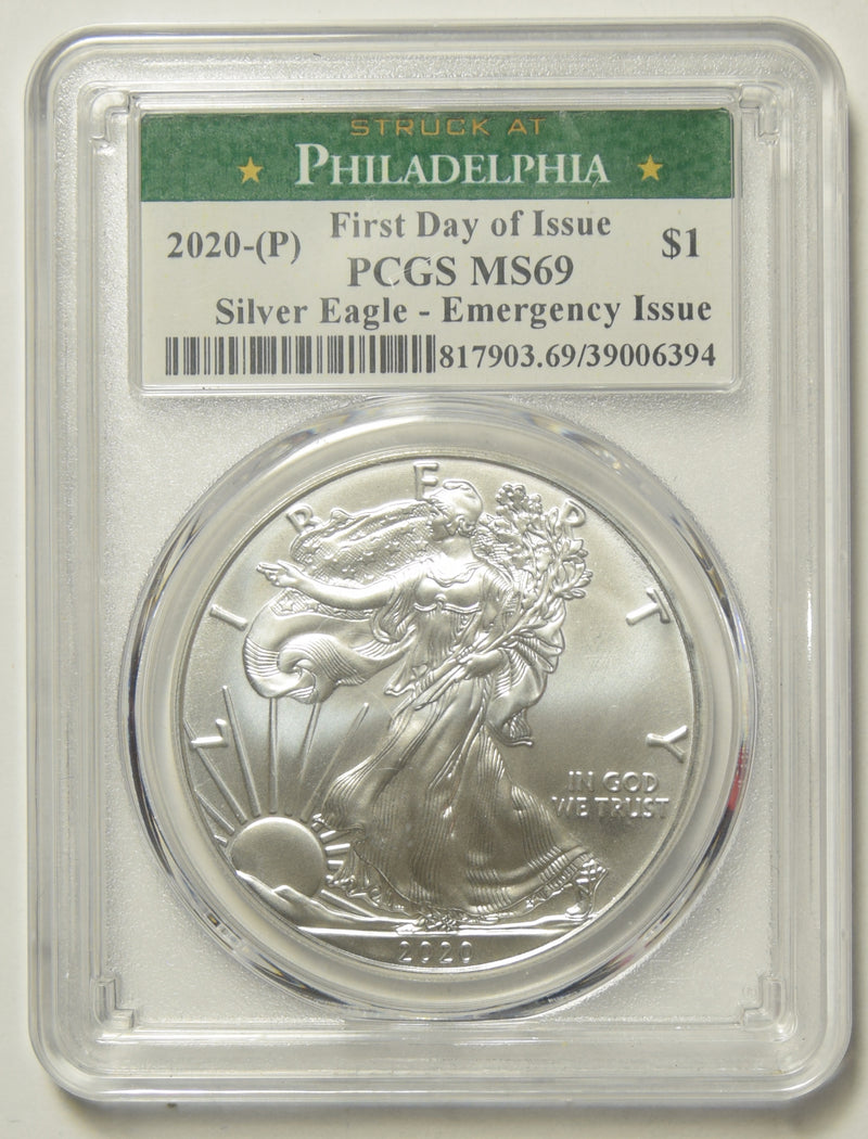 2020-(P) Silver Eagle PCGS MS-69 Emergency Issue Struck at Philadelphia Mint