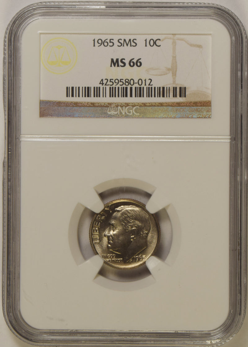 1965 SMS Roosevelt Dime . . . . NGC MS-66