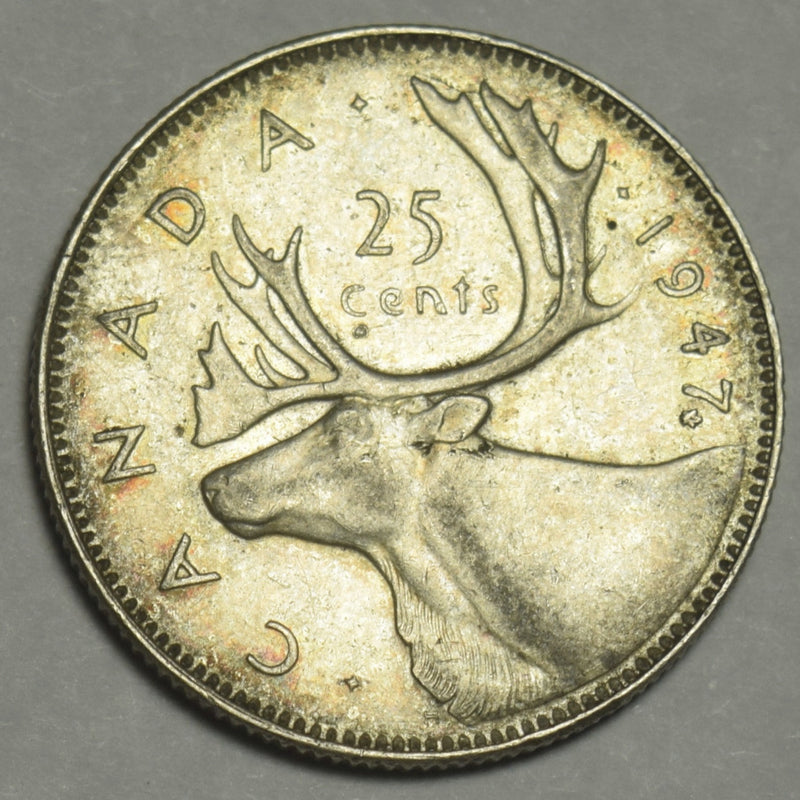 1947 Maple Leaf Canadian Quarter Choice About Uncirculated