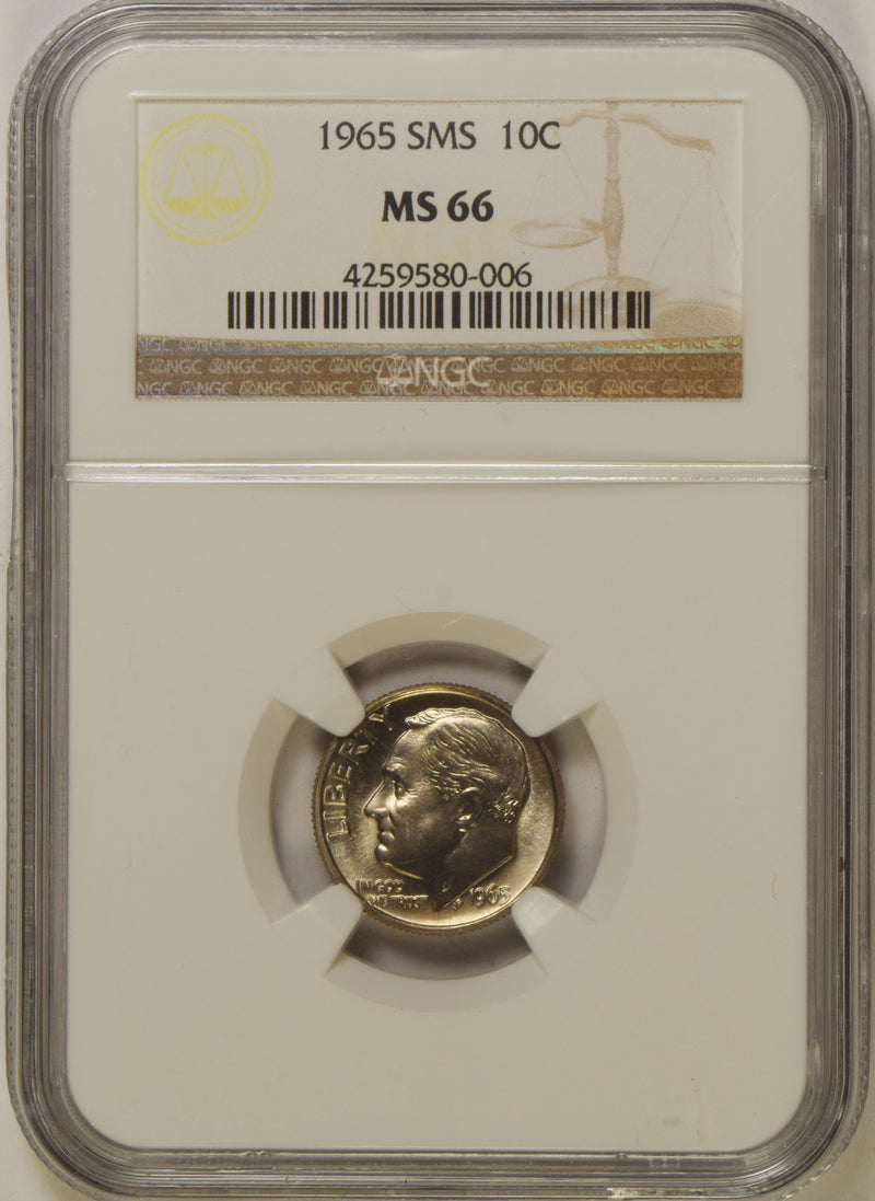 1965 SMS Roosevelt Dime . . . . NGC MS-66