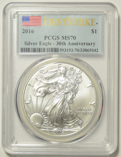 2016 Silver Eagle . . . . PCGS MS-70 First Strike 30th Anniversary