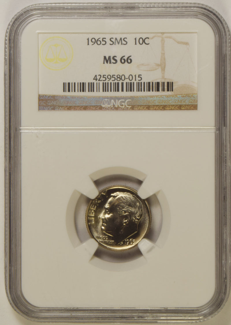 1965 SMS Roosevelt Dime . . . . NGC MS-66