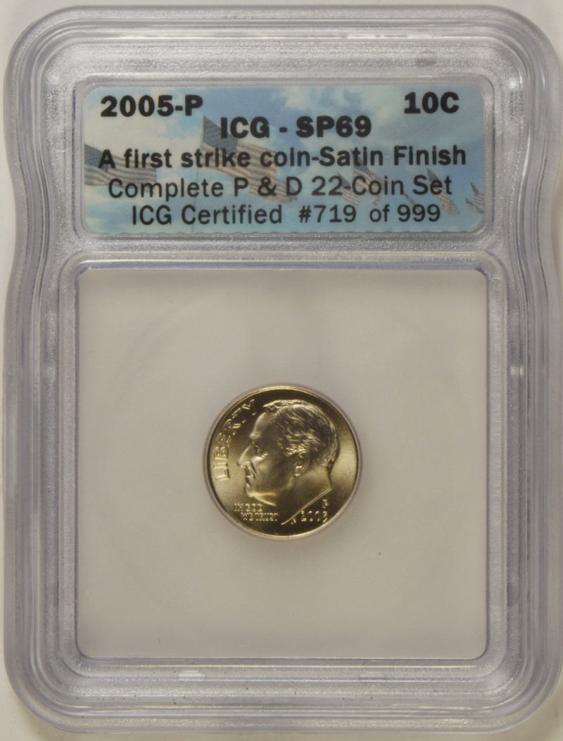 2005 Roosevelt Dime ICG SP-69 First Strike Satin Finish