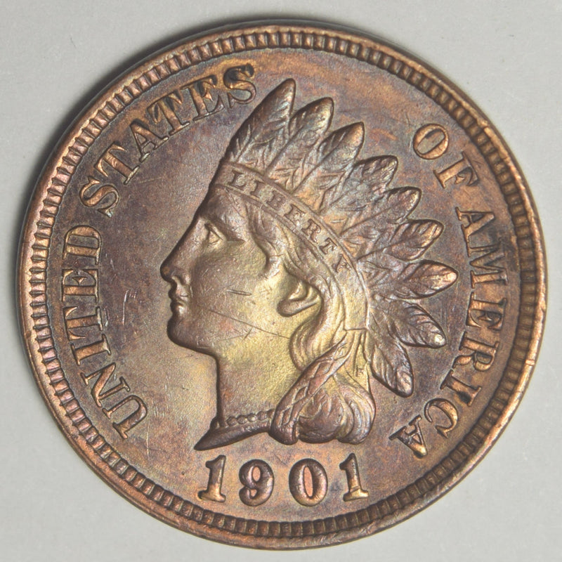 1901 Indian Cent Choice Uncirculated Brown