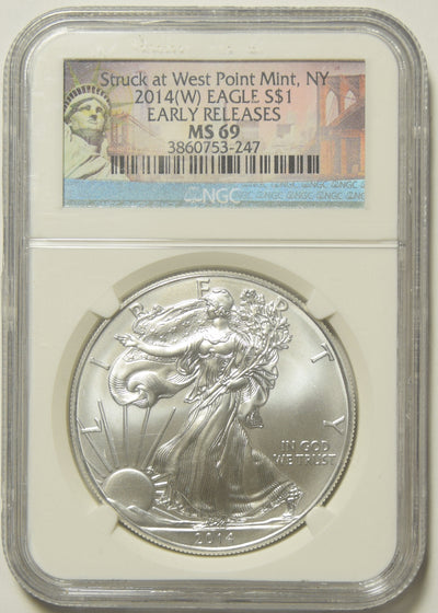 2014(W) Silver Eagle NGC MS-69 Early Releases Struck at West Point