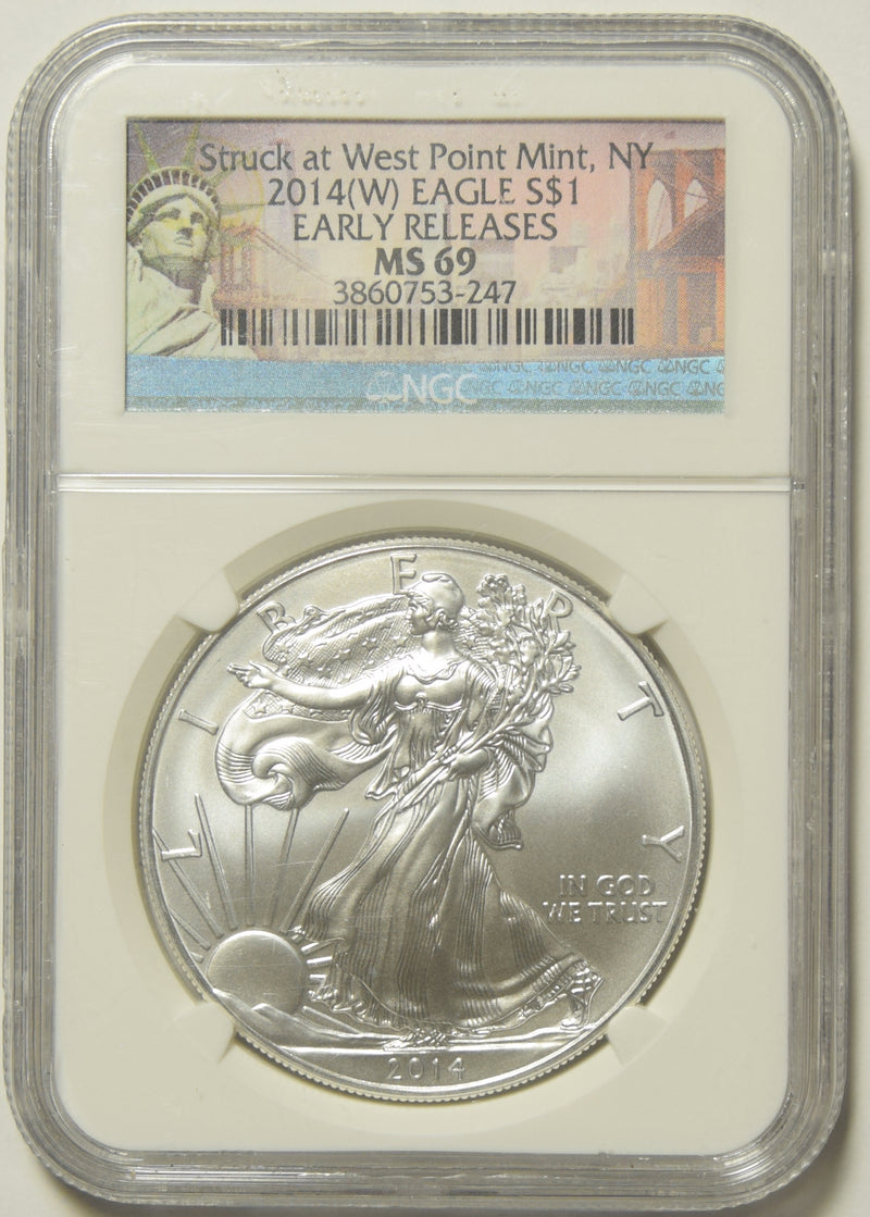 2014(W) Silver Eagle NGC MS-69 Early Releases Struck at West Point