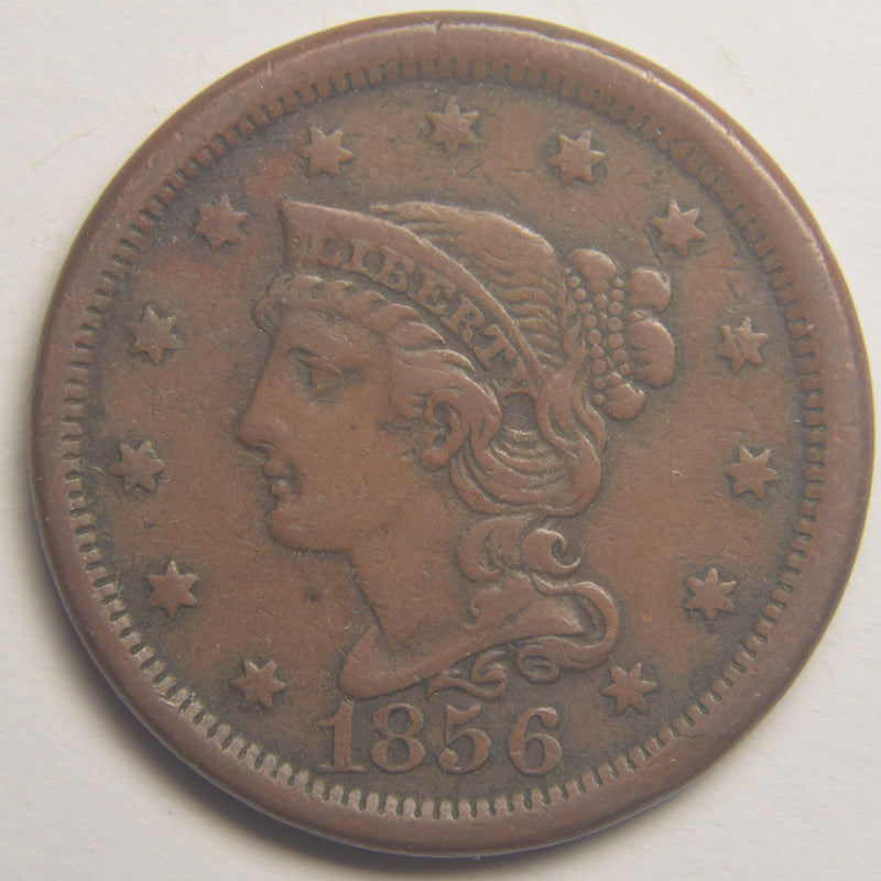 1856 Upright 5 Braided Hair Large Cent . . . . Extremely Fine