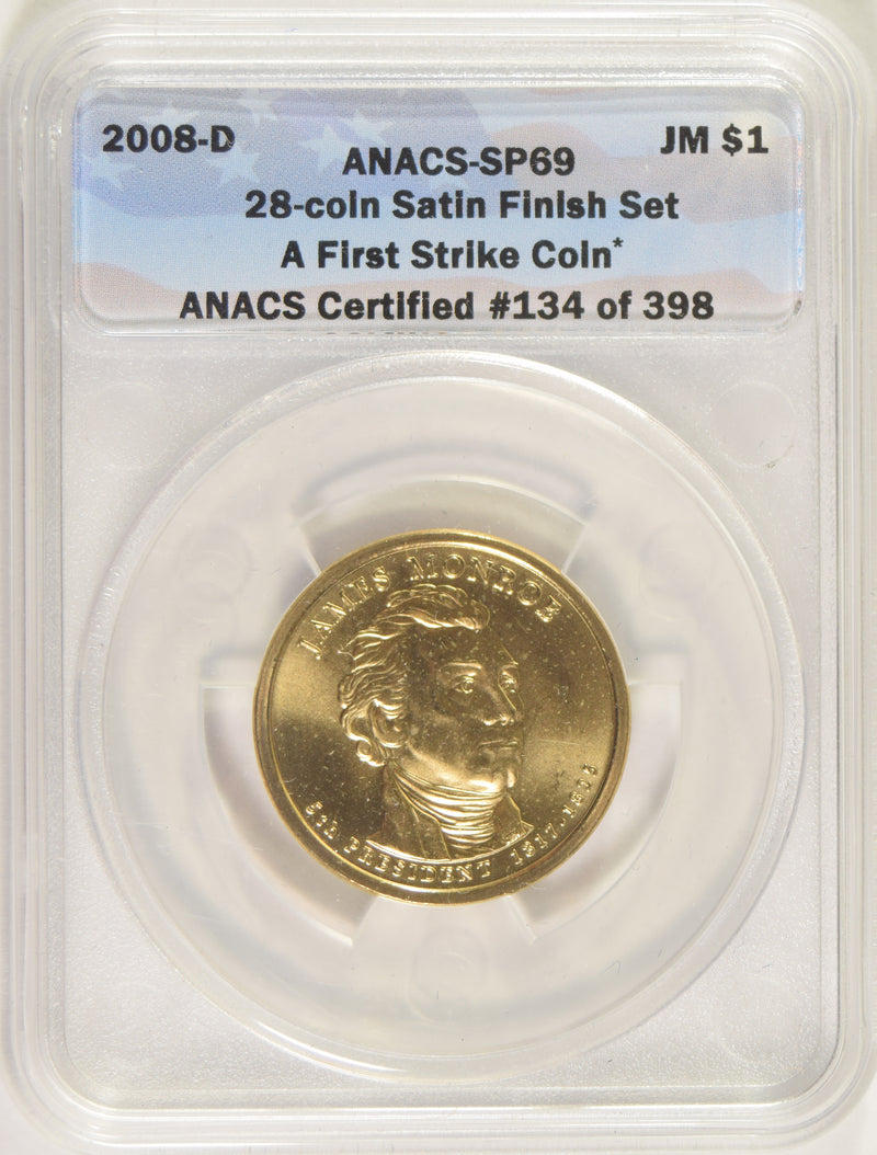 2008-D Monroe Presidential Dollar . . . . ANACS SP-69 First Strike Satin Finish