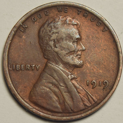 1919 Lincoln Cent VF planchet flaw