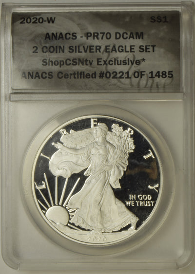 2020 Silver Eagle . . . . ANACS MS-70 2 Coin Silver Eagle ShopCSNtv Exclusive Pair