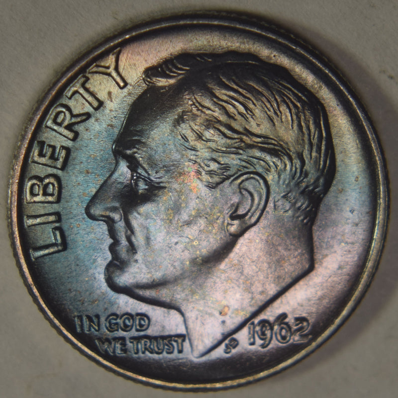 1962 Roosevelt Dime Superb BU Toned