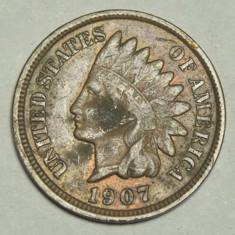 1907 Indian Cent VF corroded