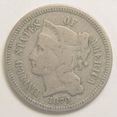 1870 Nickel Three Cent Piece Fine