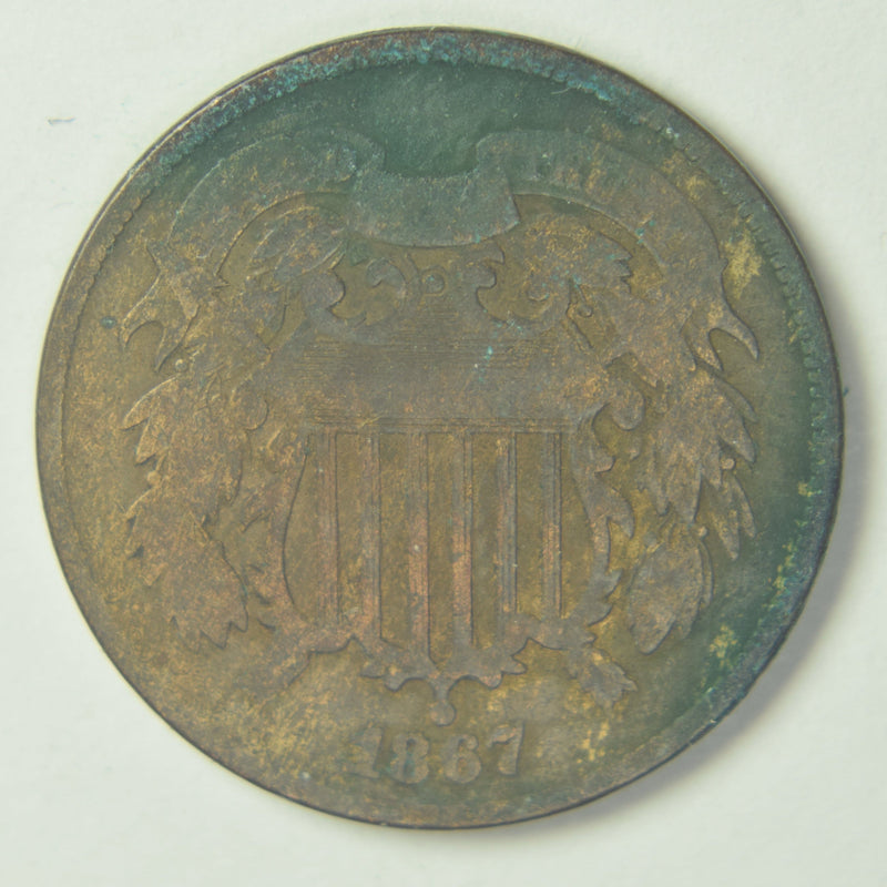 1867 Two Cent Piece . . . . Fine hits