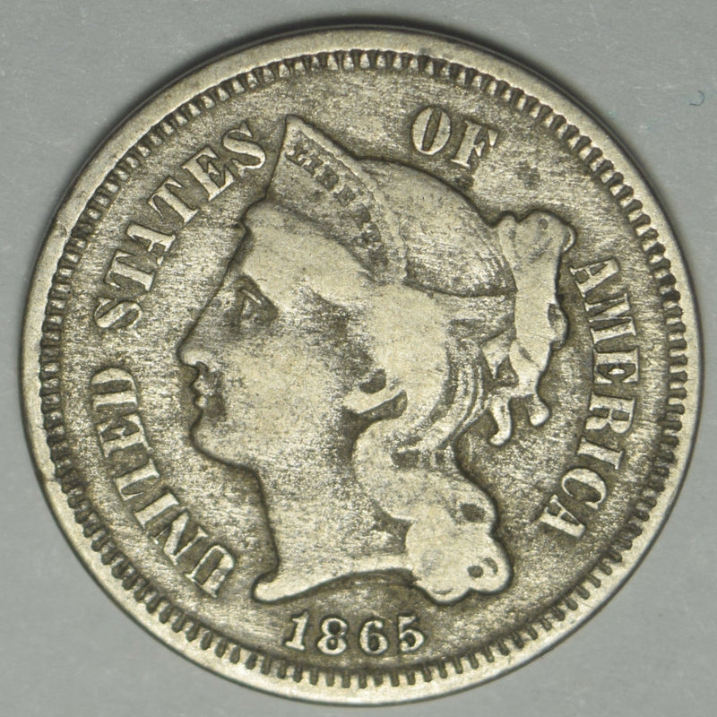 1865 Nickel Three Cent Piece Very Fine