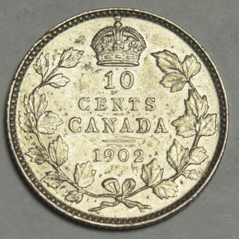 1902 Canadian 10 Cents XF/AU