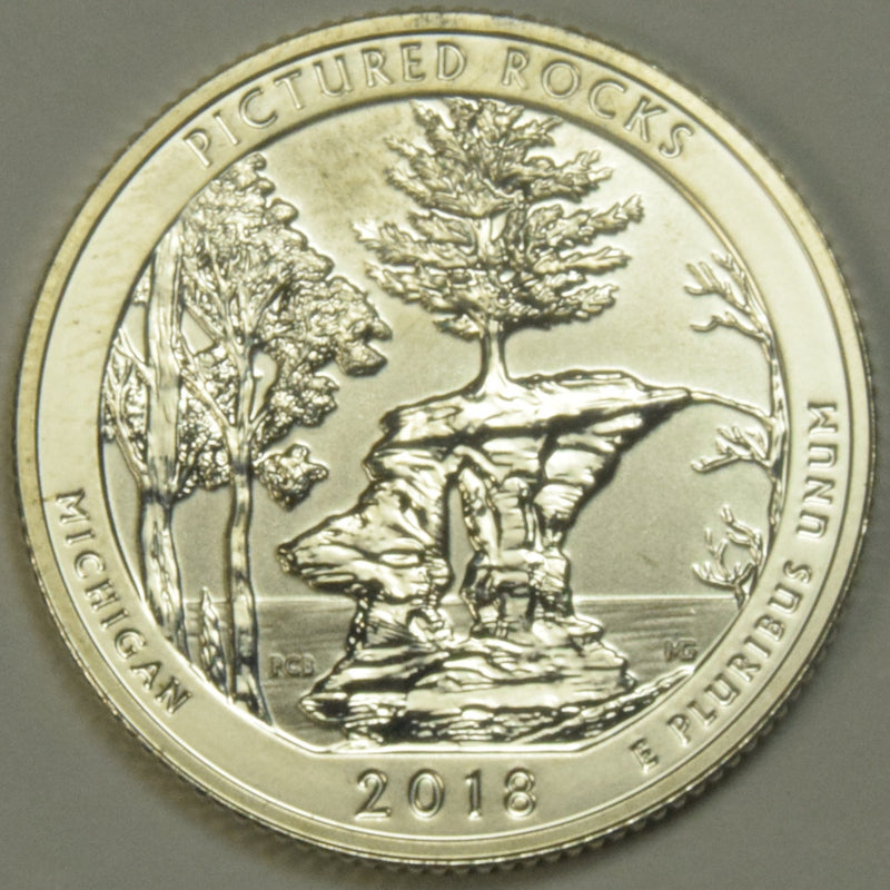 2018-S Silver Pictured Rocks National Lakeshore, MI Quarter . . . . Superb Reverse Proof