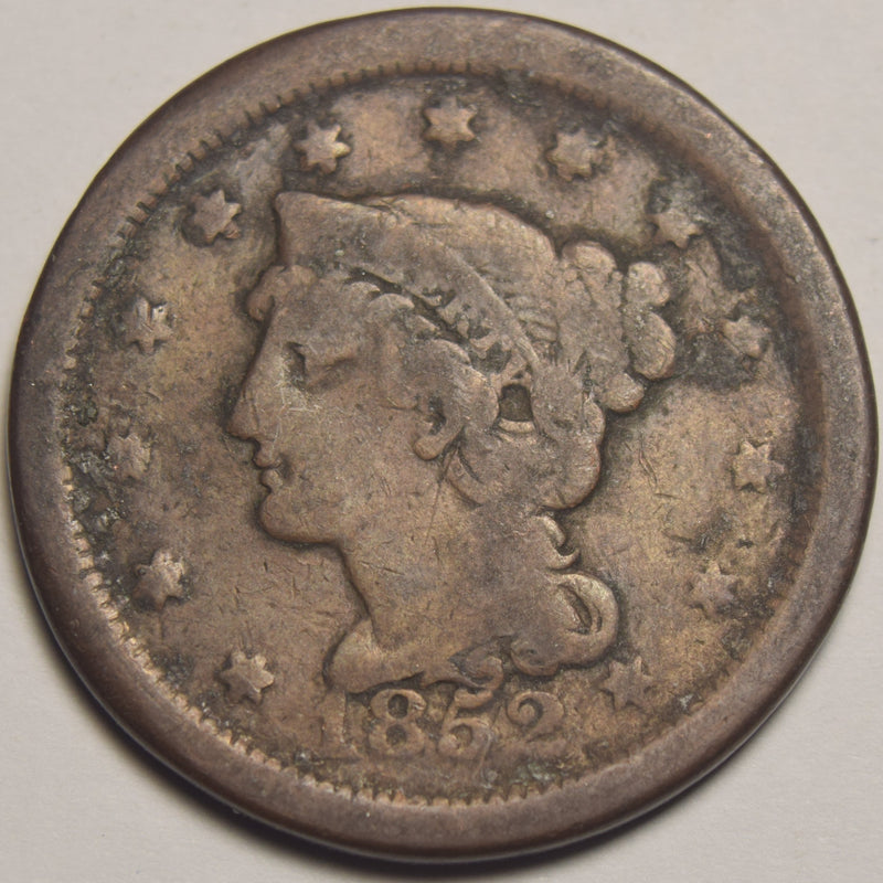 1852 Braided Hair Large Cent About Good