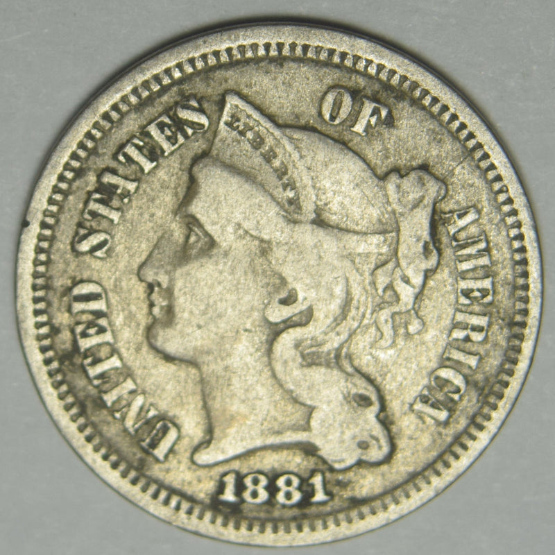 1881 Nickel Three Cent Piece Very Fine