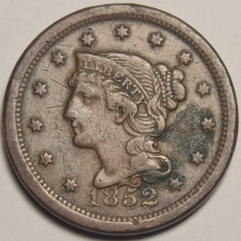 1852 Braided Hair Large Cent . . . . VF light corrosion