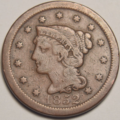 1852 Braided Hair Large Cent VF/XF