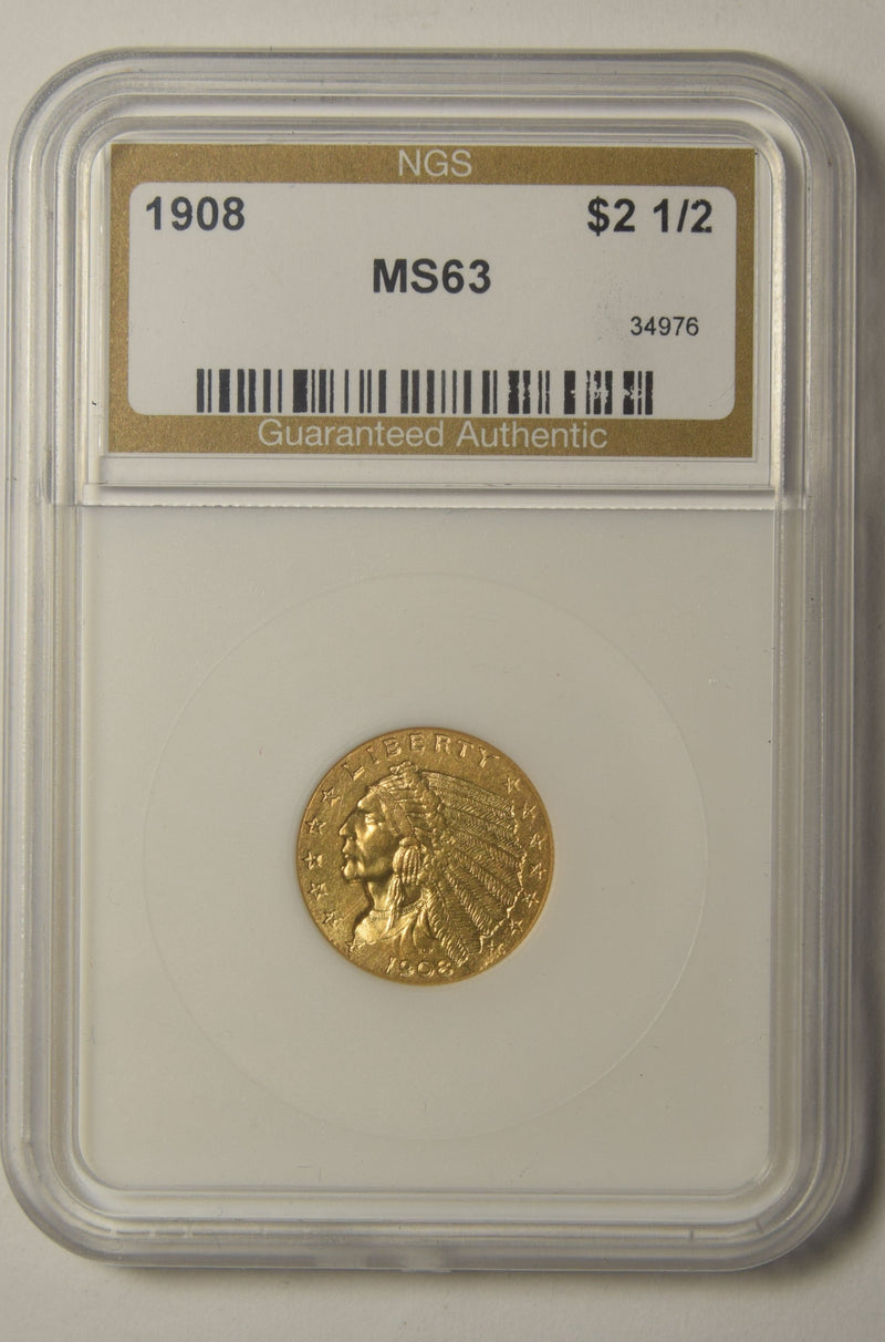 1908 $2.50 Indian Gold . . . . NGS MS-63