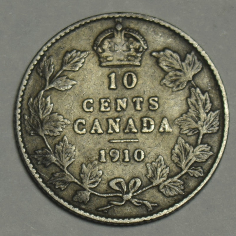 1910 Canadian 10 Cents Very Good