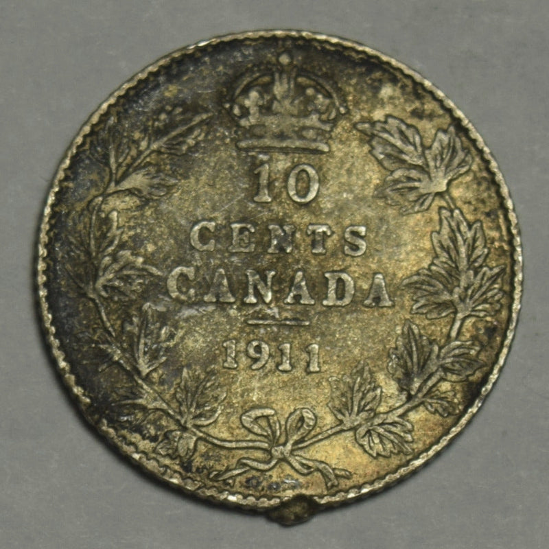 1911 Canadian 10 Cents Very Fine