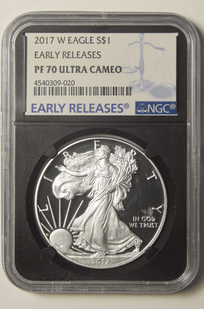 2017-W Silver Eagle NGC PF-70 Ultra Cameo Early Releases Retro Black Holder