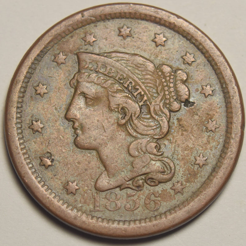 1856 Upright 5 Braided Hair Large Cent . . . . VF/XF small hits