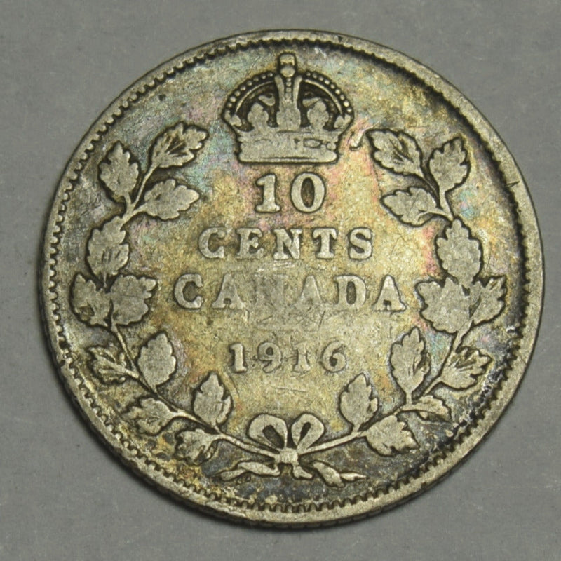 1916 Canadian 10 Cents Fine