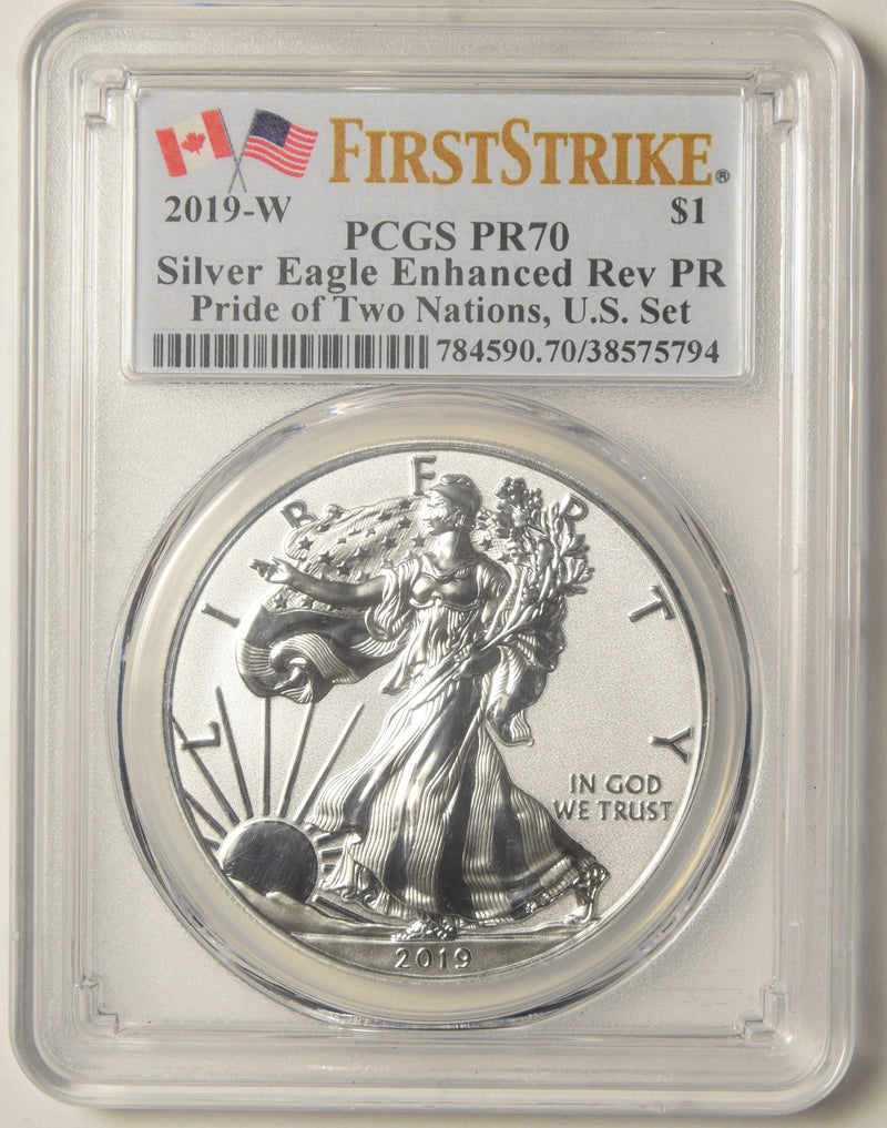 2019-W Silver Eagle . . . . PCGS PR-70 Enhanced Reverse Proof First Strike Pride of Two Nations, U.S. Set