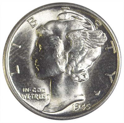 1945-D Mercury Dime Gem Brilliant Uncirculated