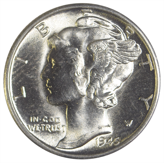 1945-D Mercury Dime Gem Brilliant Uncirculated