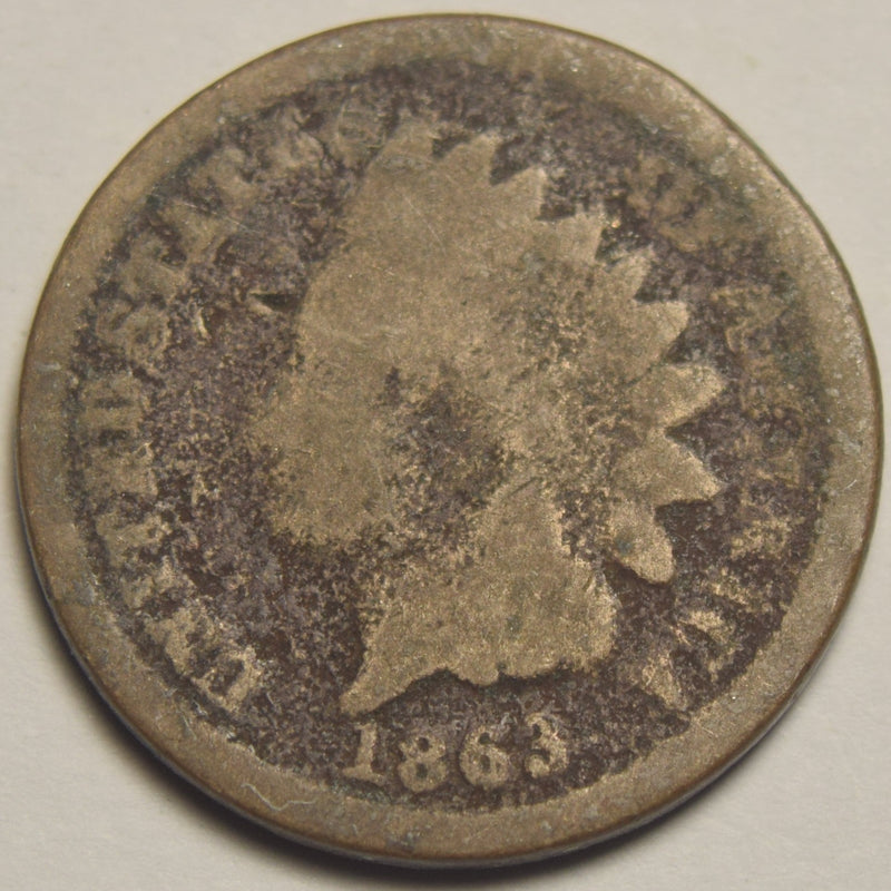 1863 Copper-Nickel Indian Cent . . . . Poor corrosion